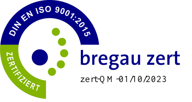 Prüfzeichen Qualitätsmanagement DIN EN ISO 9001:2015 von bregau zert